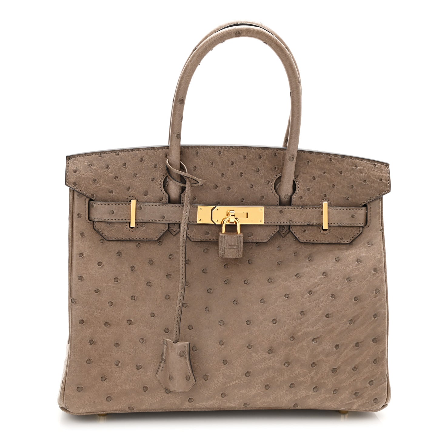 Ostrich Birkin 30 Gris Asphalte
