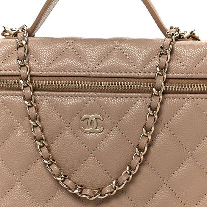 Chanel Caviar Quilted Top Handle Slim Vanity With Chain Dark Beige 8 of 11
