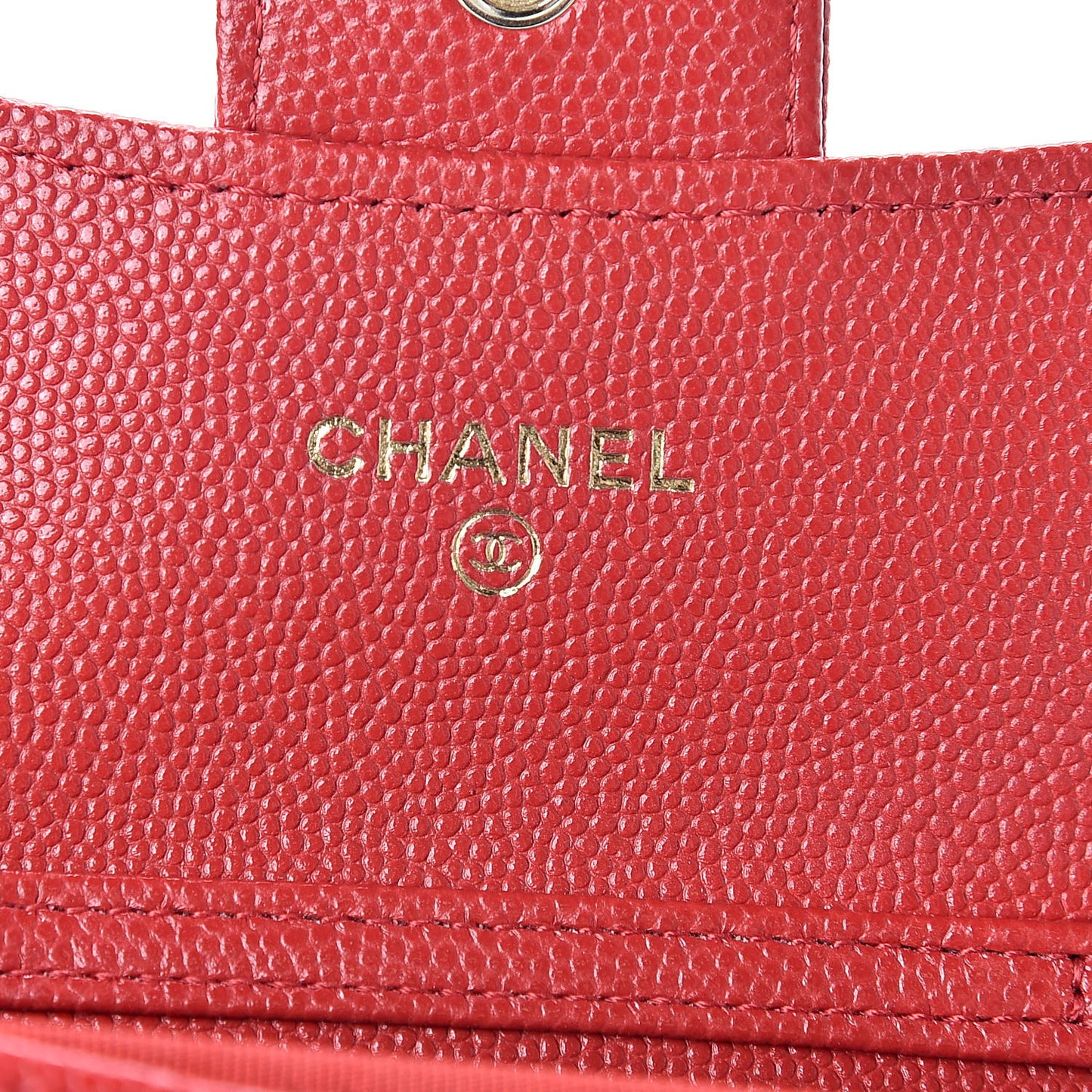 Caviar Quilted Flap Card Holder On Chain Red