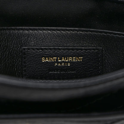 Saint Laurent Crinkled Calfskin Matelasse Monogram Baby Niki Chain Satchel Black 6 of 9