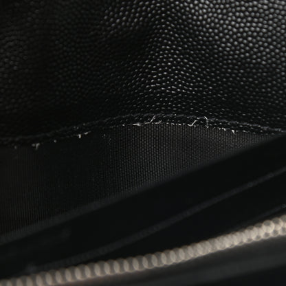 Saint Laurent Grain De Poudre Matelasse Chevron Monogram Chain Wallet Black 9 of 9