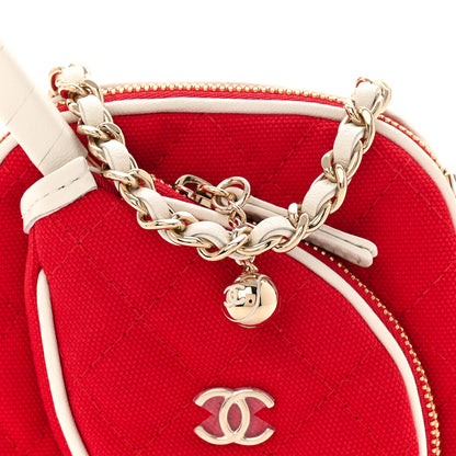 Chanel Canvas Calfskin Tennis Racket Mini Bag Red White 9 of 12