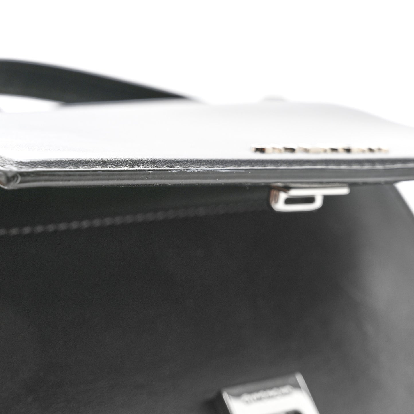 Calfskin Mini Pandora Box Logo Strap Crossbody Bag Black