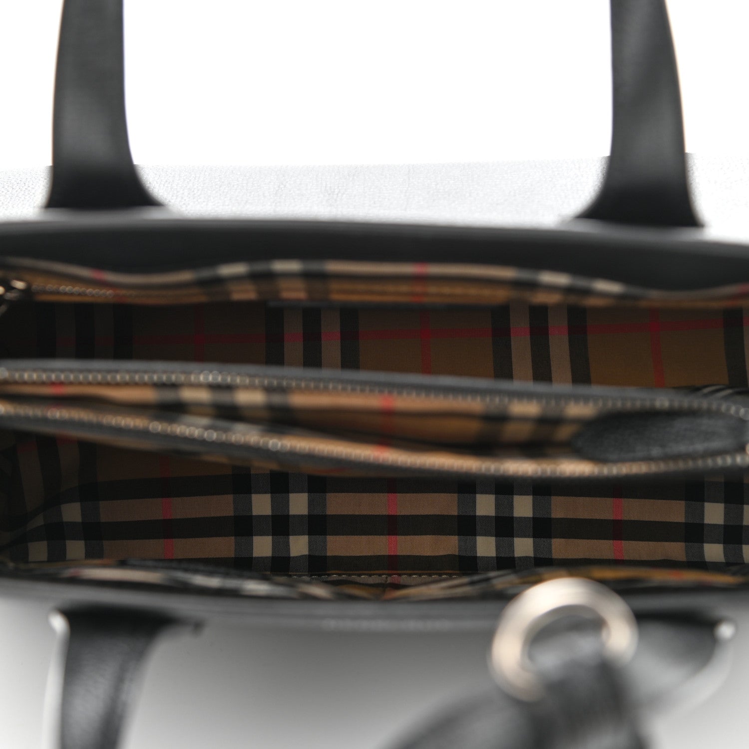 Burberry Derby Calfskin Vintage Check Medium Banner Tote Black 5 of 11