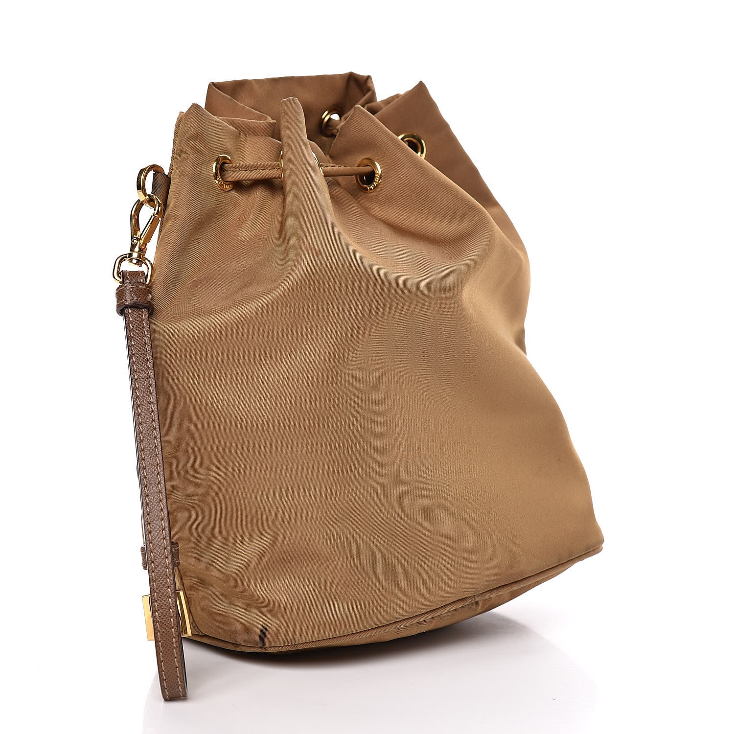 Prada Saffiano Tessuto Nylon Bucket Wristlet Tabacco 3 of 15