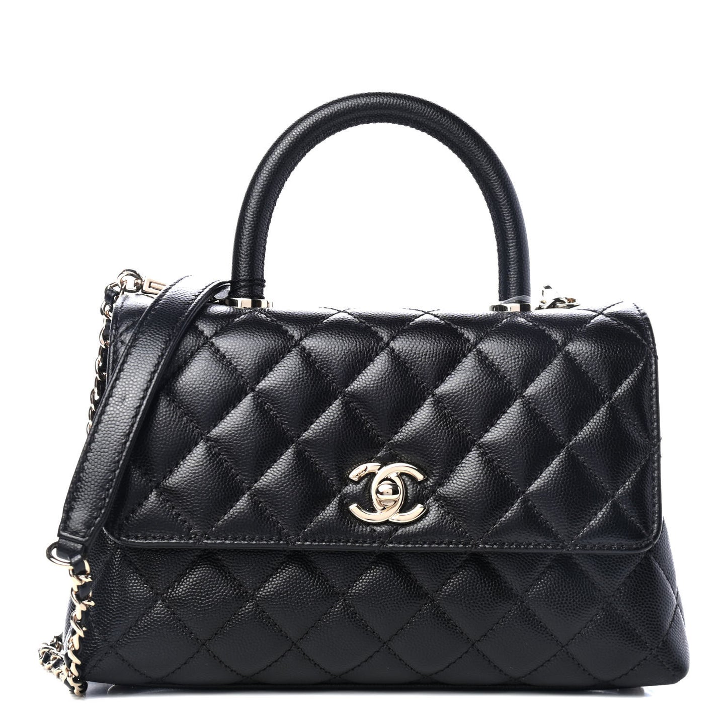 Caviar Quilted Mini Coco Handle Flap Black