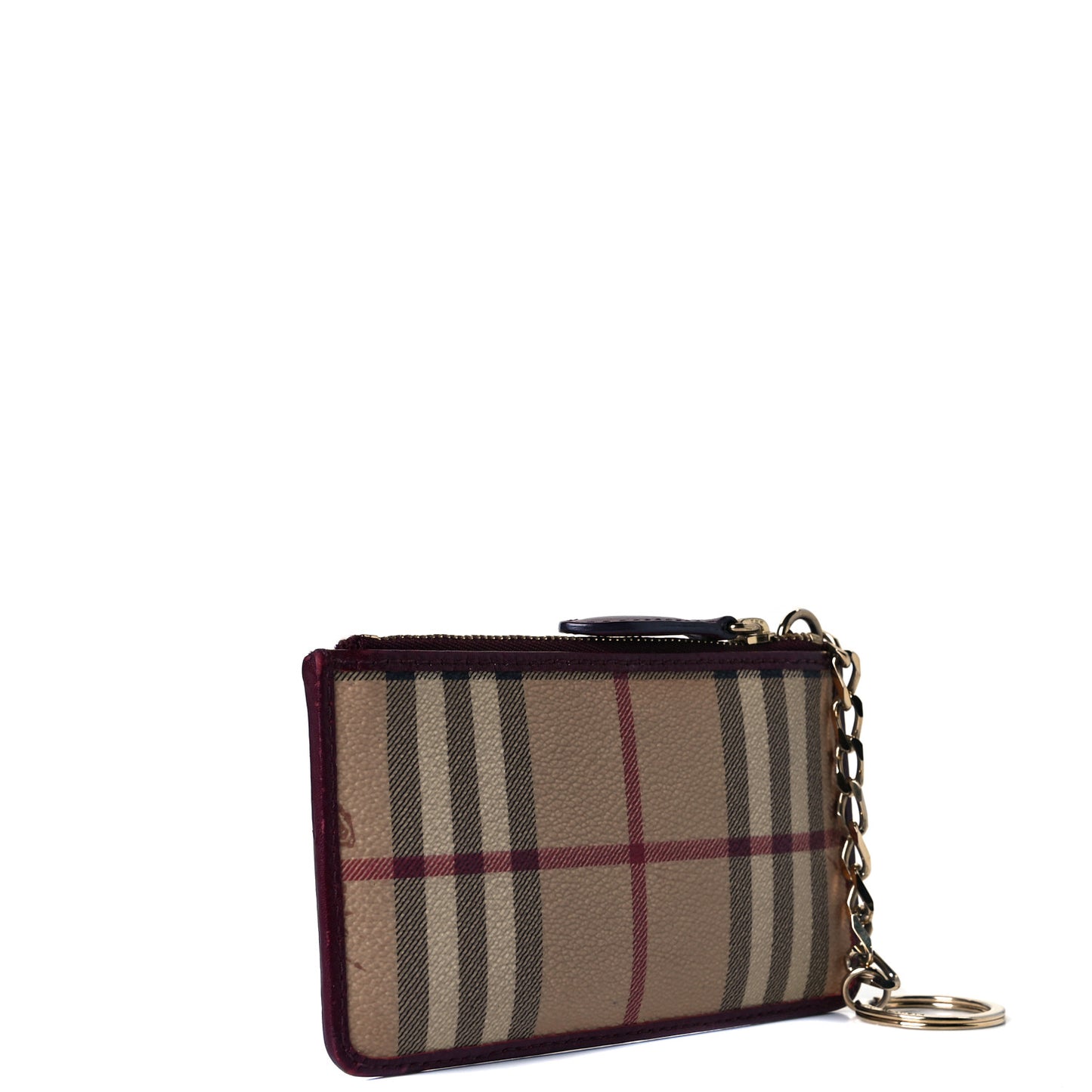 Haymarket Check Key Ring Coin Case Burgundy