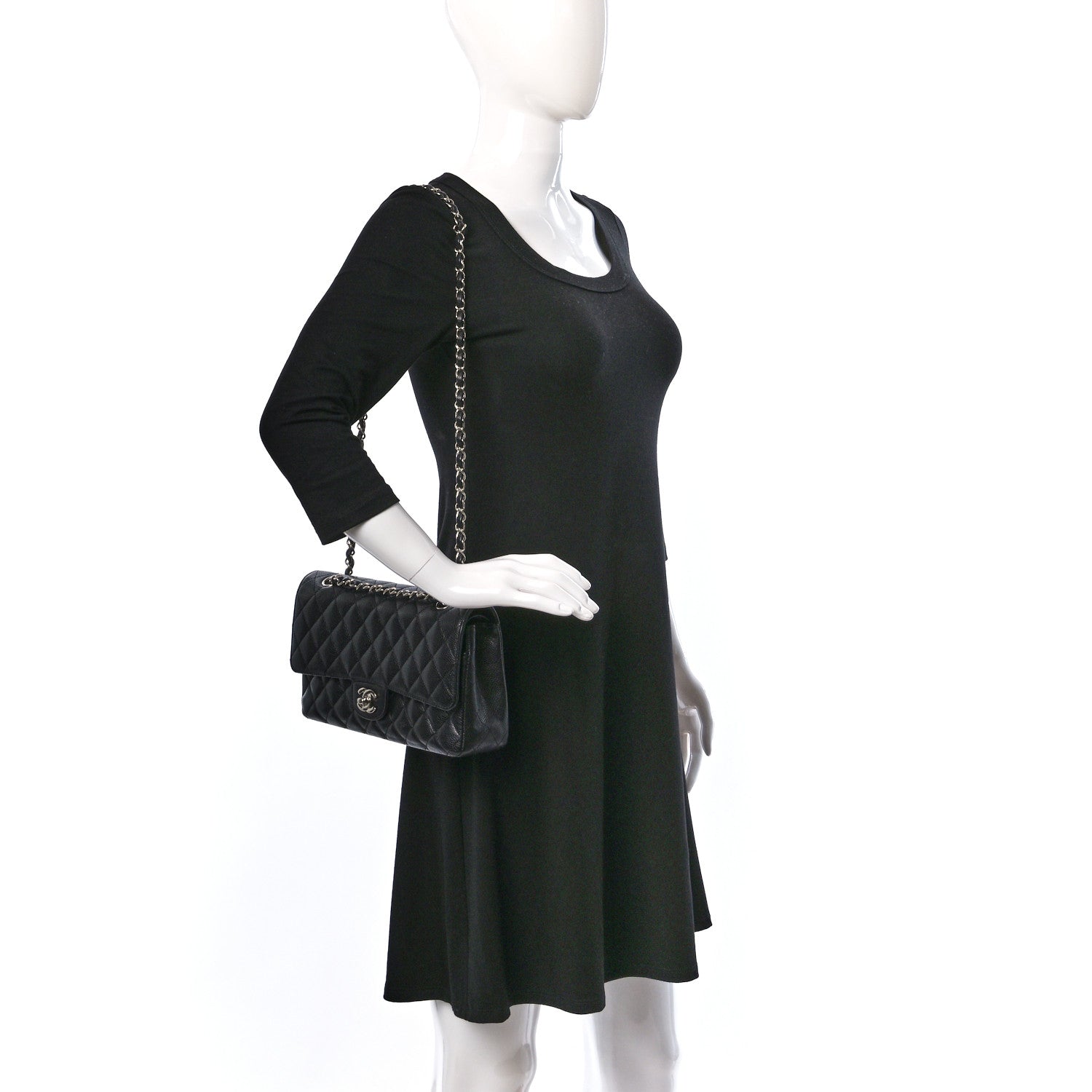 Chanel Caviar Quilted Medium Double Flap Black 2 of 9