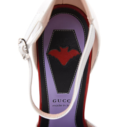 Gucci Calfskin Crystal GG Bow Sadie Spike Ankle Strap d'Orsay High Heel Pumps 38.5 White 7 of 7