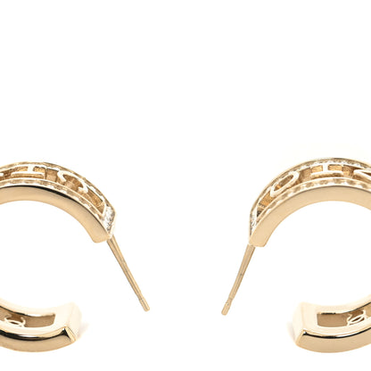 Chanel Metal Crystal Bow-tiful CC Hoop Earrings Gold 2 of 3