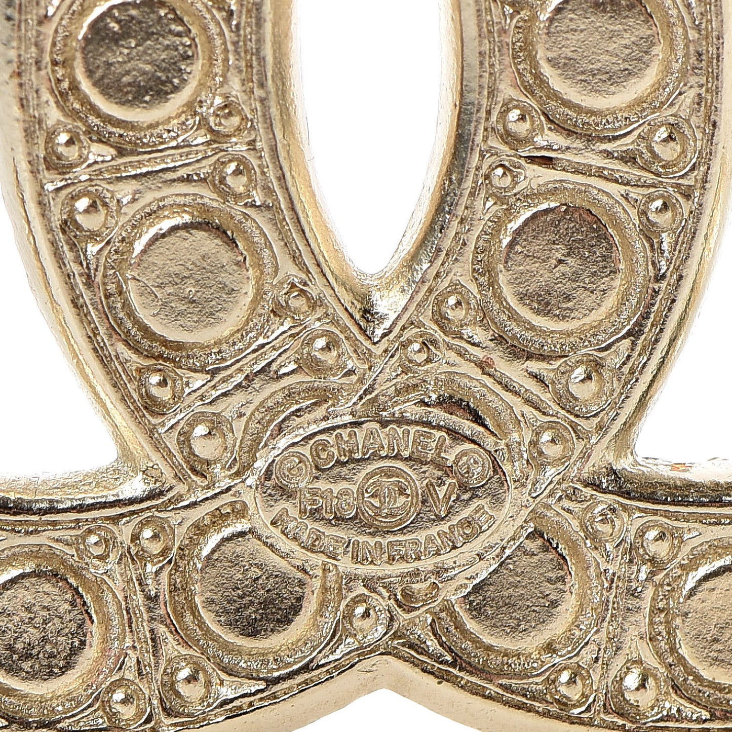 Pearl Crystal CC Brooch Gold