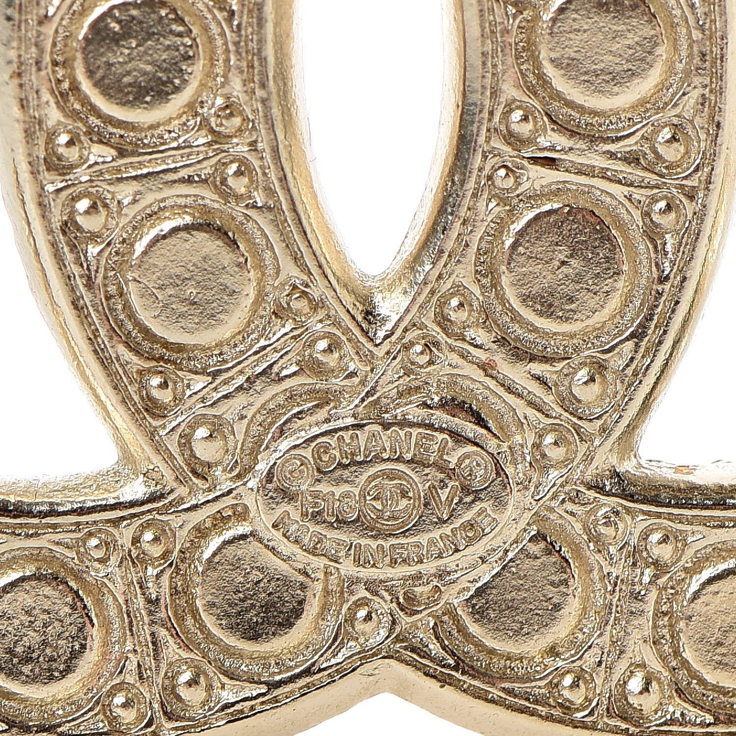 Chanel Pearl Crystal CC Brooch Gold 4 of 5