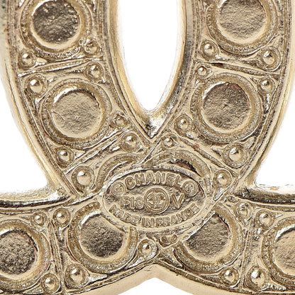 Chanel Pearl Crystal CC Brooch Gold 4 of 5