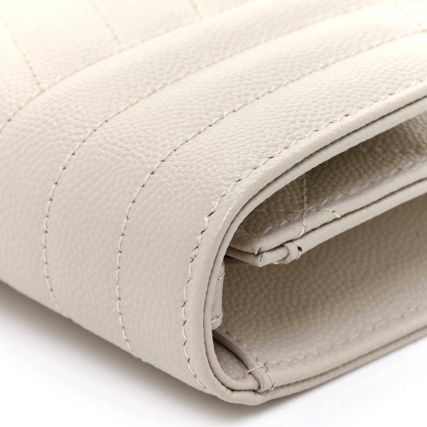 Saint Laurent Grain De Poudre Textured Mixed Matelasse Triquilt Monogram Clutch Blanc Vintage 12 of 13