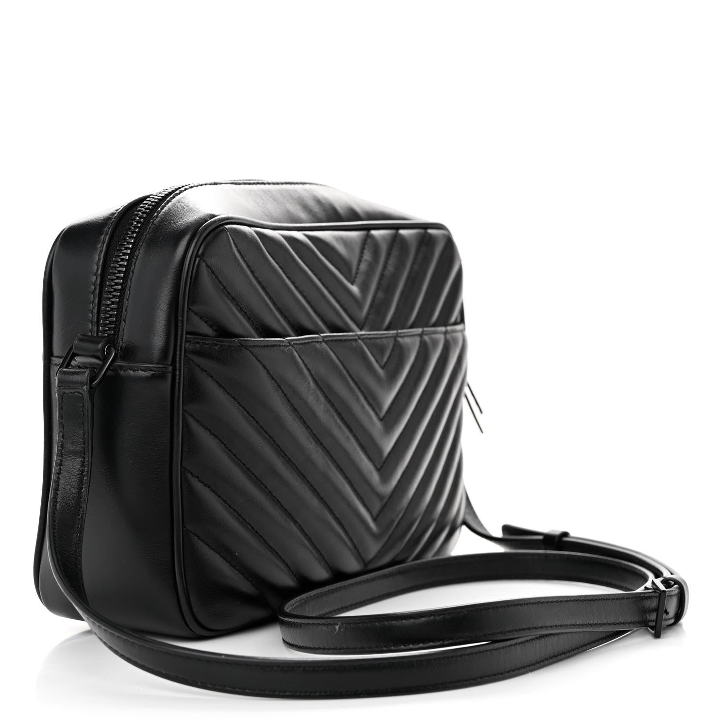 Saint Laurent Calfskin Matelasse Monogram Monochrome Lou Camera Bag Black 3 of 12
