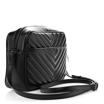 Saint Laurent Calfskin Matelasse Monogram Monochrome Lou Camera Bag Black 3 of 12