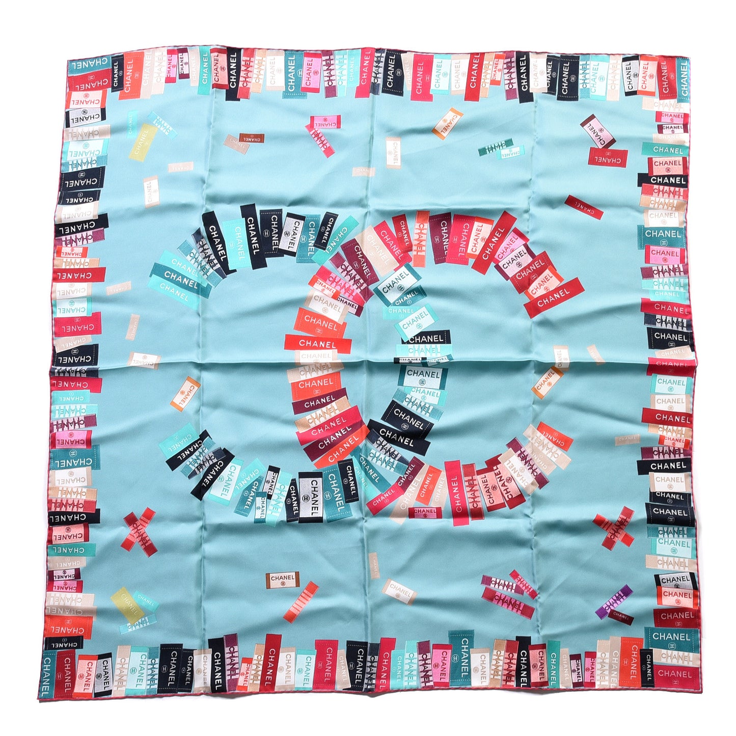 Silk CC Square Scarf Turquoise Multicolor