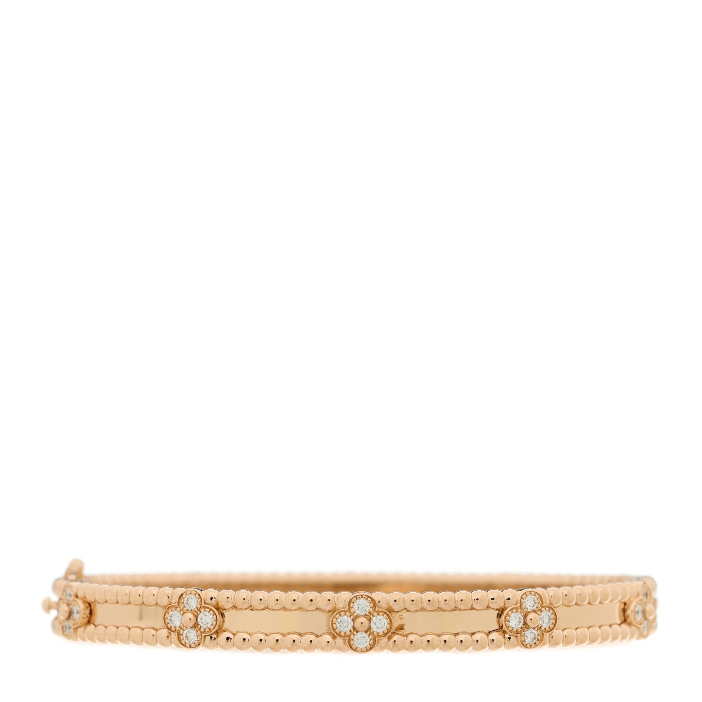 18K Rose Gold Diamond Perlee Sweet Clovers Bracelet S