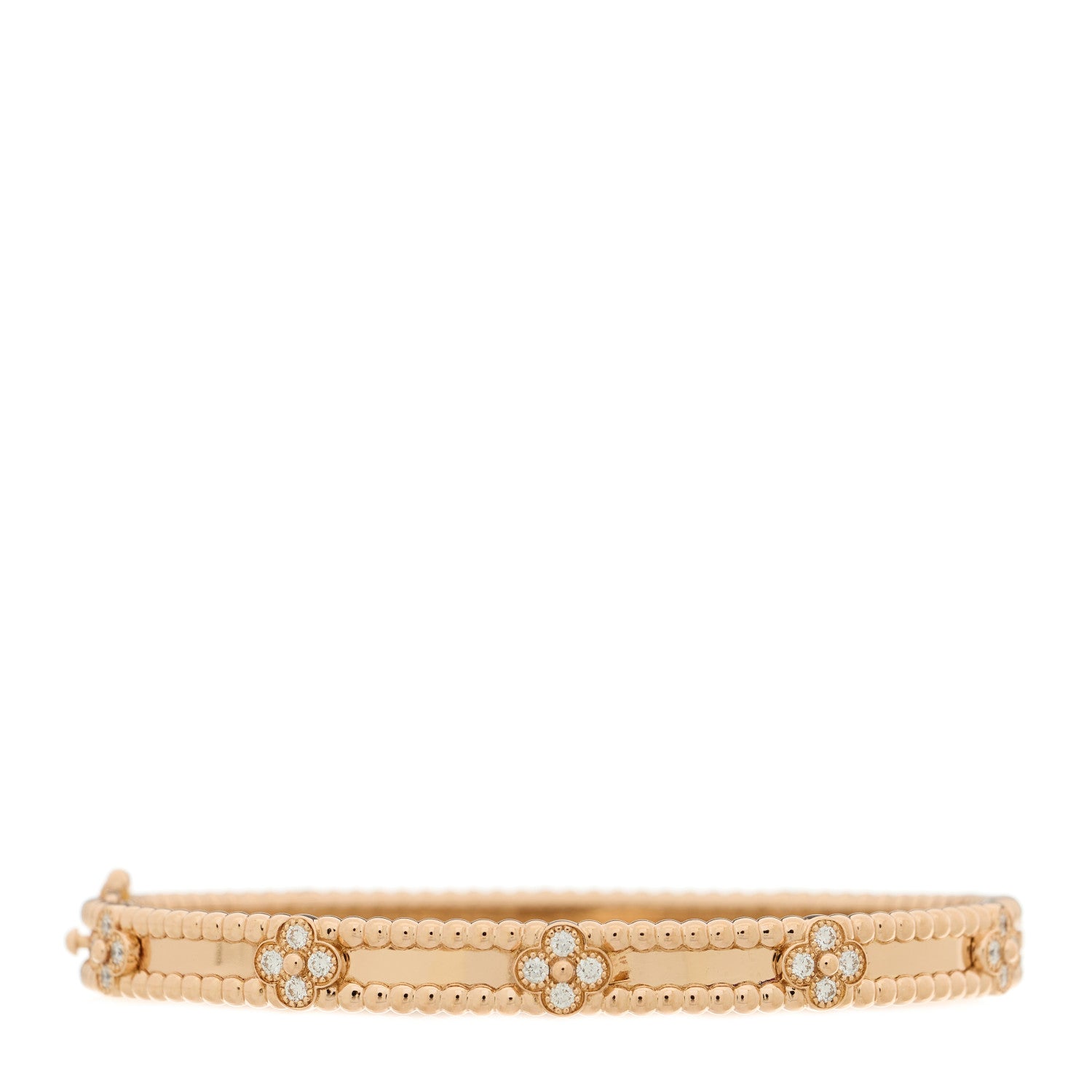 Van Cleef & Arpels 18K Rose Gold Diamond Perlee Sweet Clovers Bracelet S 1 of 4