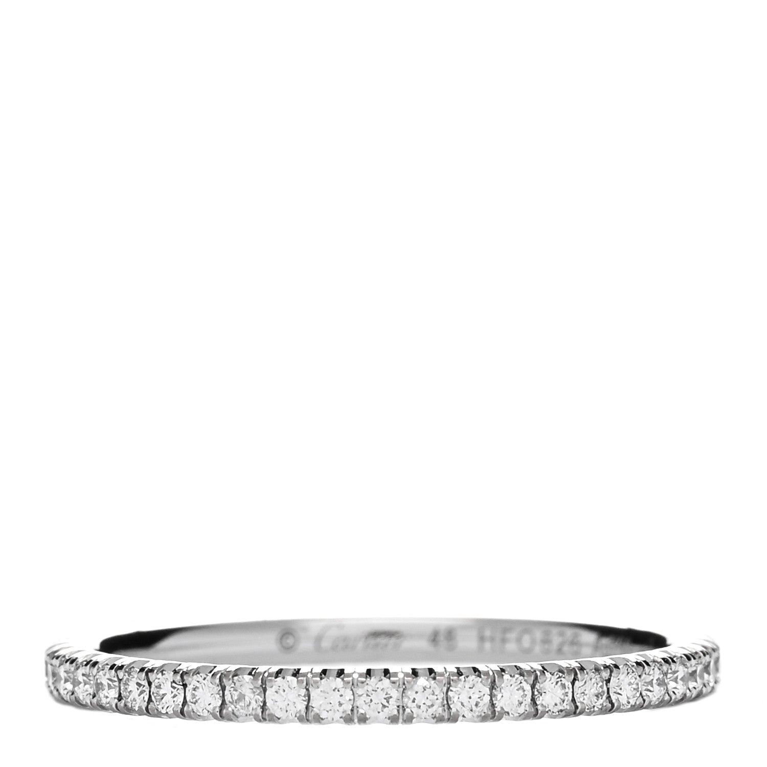 Cartier 18K White Gold Diamond 1.5mm Etincelle de Cartier Wedding Band Ring 48 4.5 1 of 4