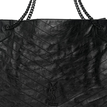 Saint Laurent Crinkled Calfskin Matelasse Monogram Large Niki Shopper Tote Black 8 of 13