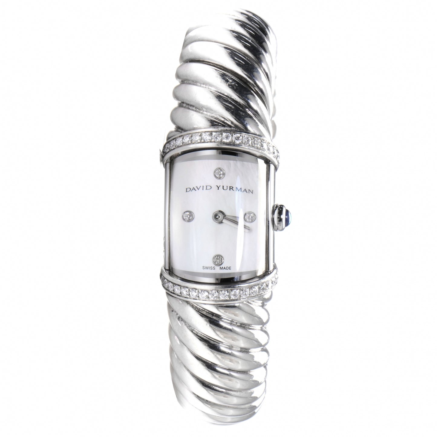 Sterling Silver Diamond Bezel Mother of Pearl 19mm Waverly Quartz Watch