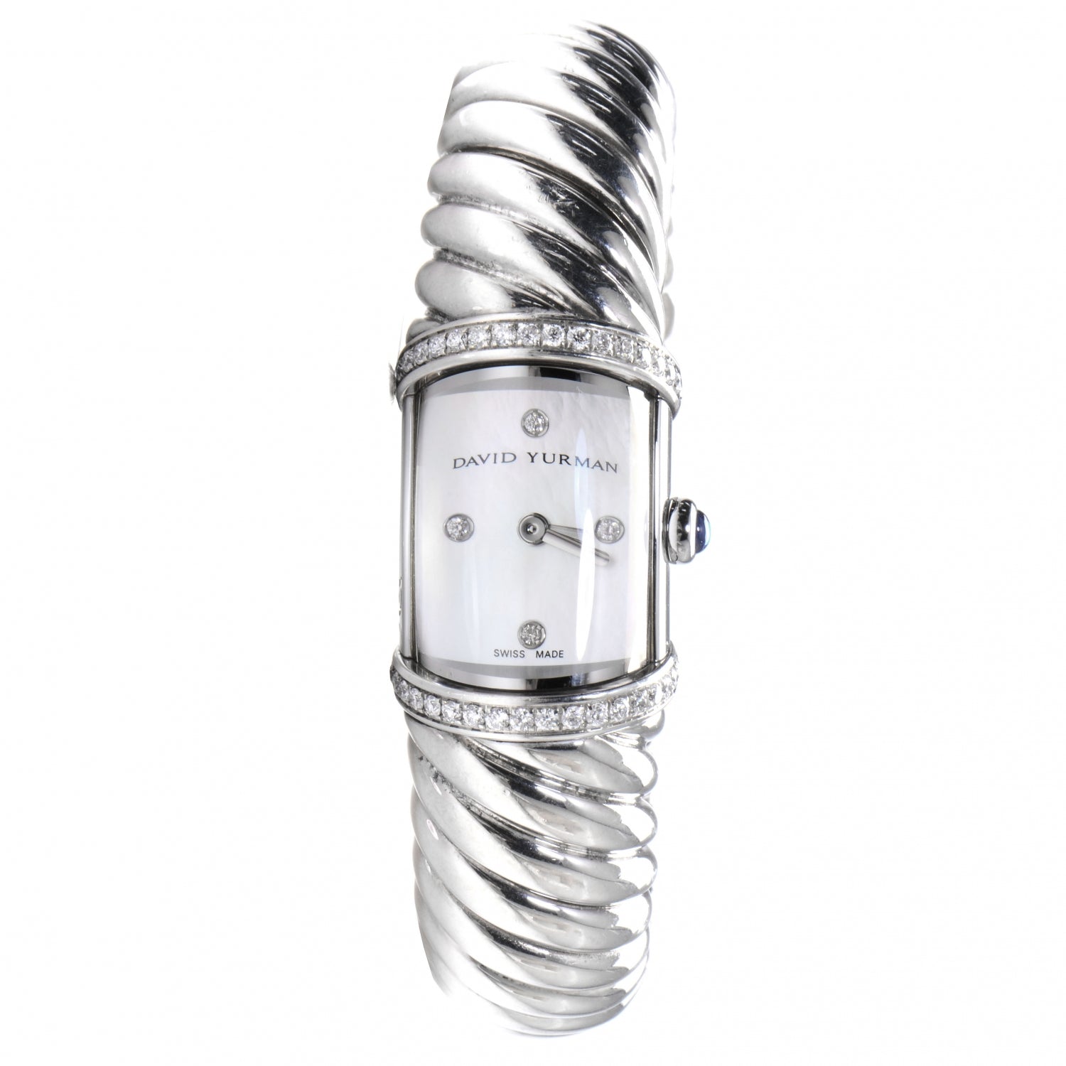 David Yurman Sterling Silver Diamond Bezel Mother of Pearl 19mm Waverly Quartz Watch 1 of 8