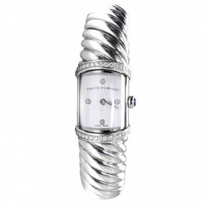 David Yurman Sterling Silver Diamond Bezel Mother of Pearl 19mm Waverly Quartz Watch 1 of 8