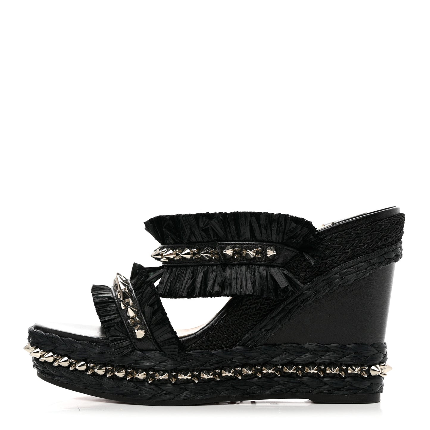 Voltinoudou 110mm Tie Cruise Raffia Spike Wedge 38 Black