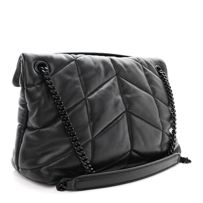 Saint Laurent Lambskin Quilted Monogram Monochrome Small Loulou Puffer Chain Satchel Black 3 of 10