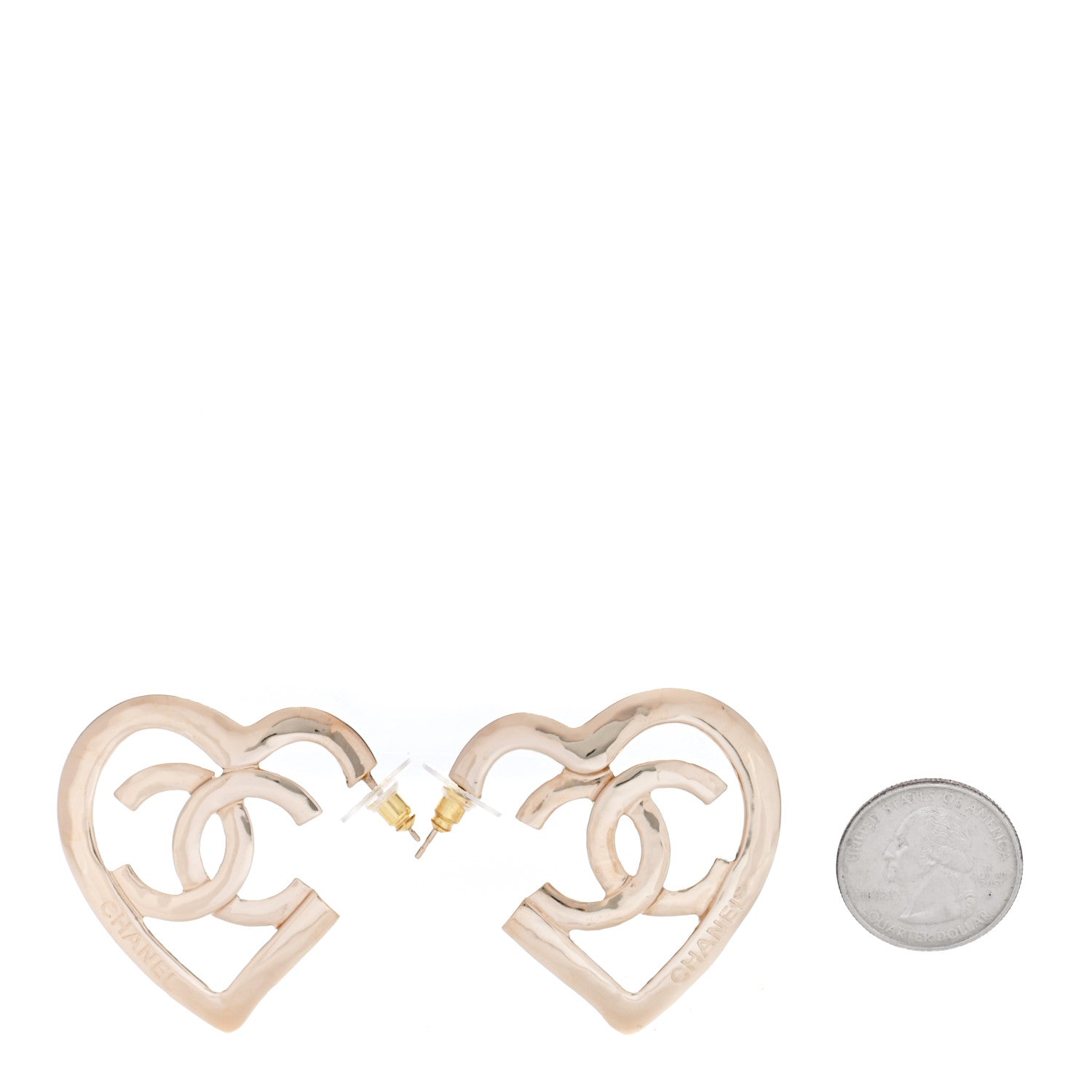 Chanel Metal CC Heart Coco In Love Hoop Earrings Gold 3 of 14