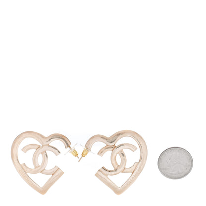 Chanel Metal CC Heart Coco In Love Hoop Earrings Gold 3 of 14