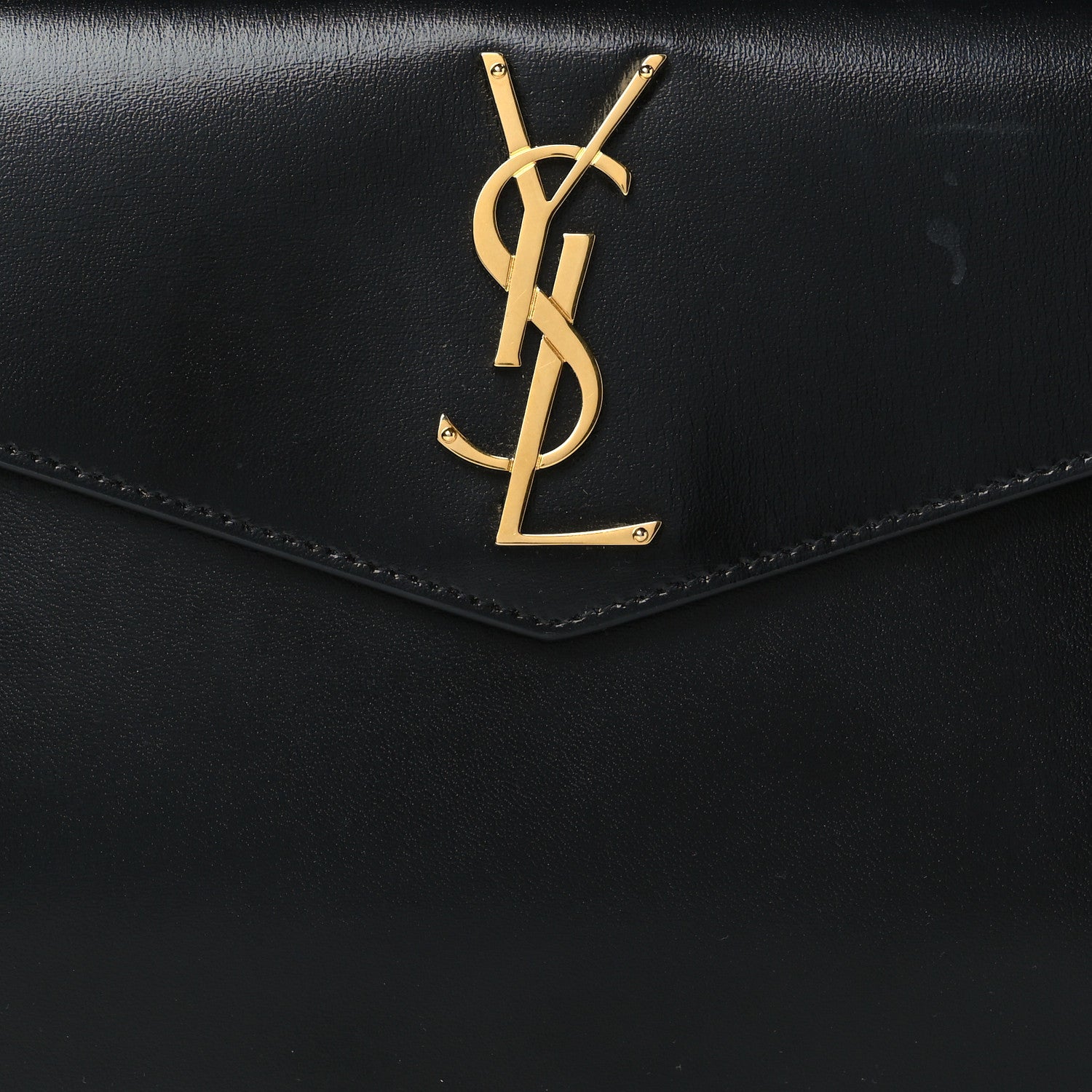 Saint Laurent Smooth Shiny Calfskin Monogram Uptown Pouch Black 9 of 10