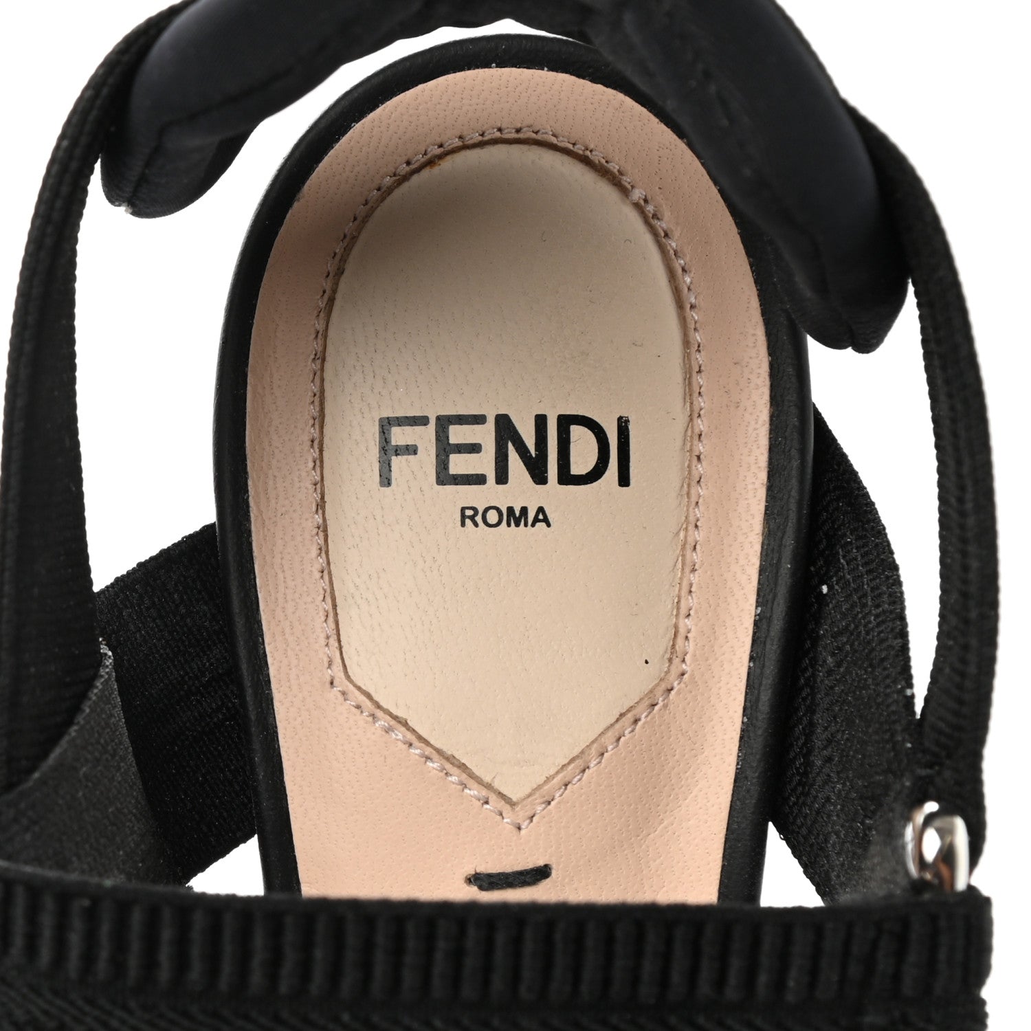 Fendi FF Perforated Calfskin Slingback Mid-Heel Pumps 35 Black 8 of 10