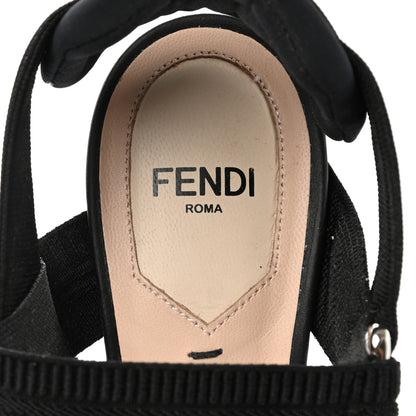 Fendi FF Perforated Calfskin Slingback Mid-Heel Pumps 35 Black 8 of 10