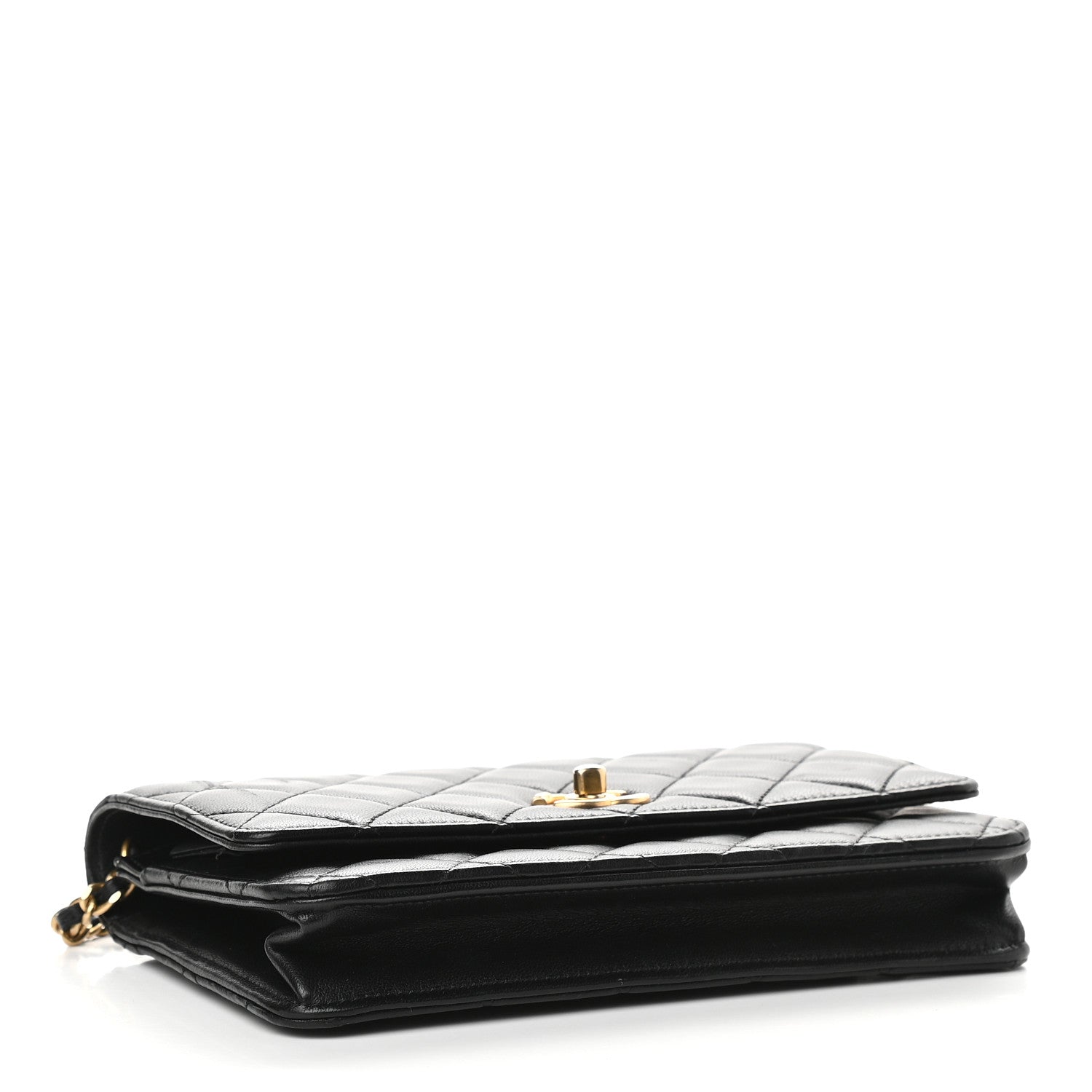 Chanel Lambskin Quilted CC Pearl Crush Wallet on Chain WOC Black 4 of 10