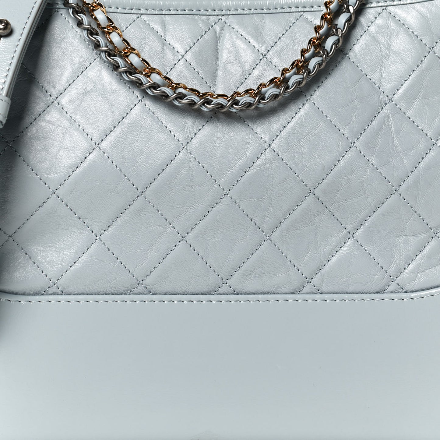 Aged Calfskin Quilted Medium Gabrielle Hobo Light Blue