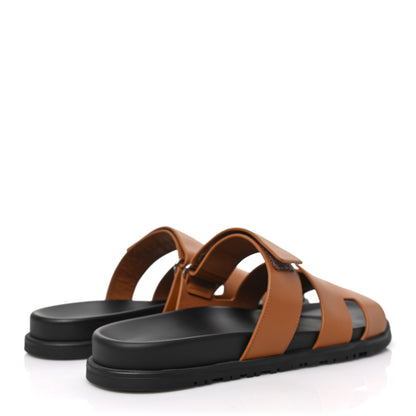 Hermes Calfskin Mens Chypre Sandals 44 Gold 4 of 10
