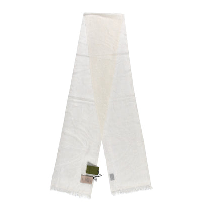 Gucci Wool Silk GG Monogram Shaby Fringe Scarf White 2 of 4