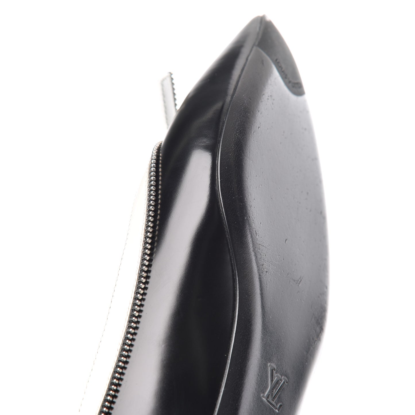 Patent Calfskin Zipper Ballerina Flats 37.5 Black White