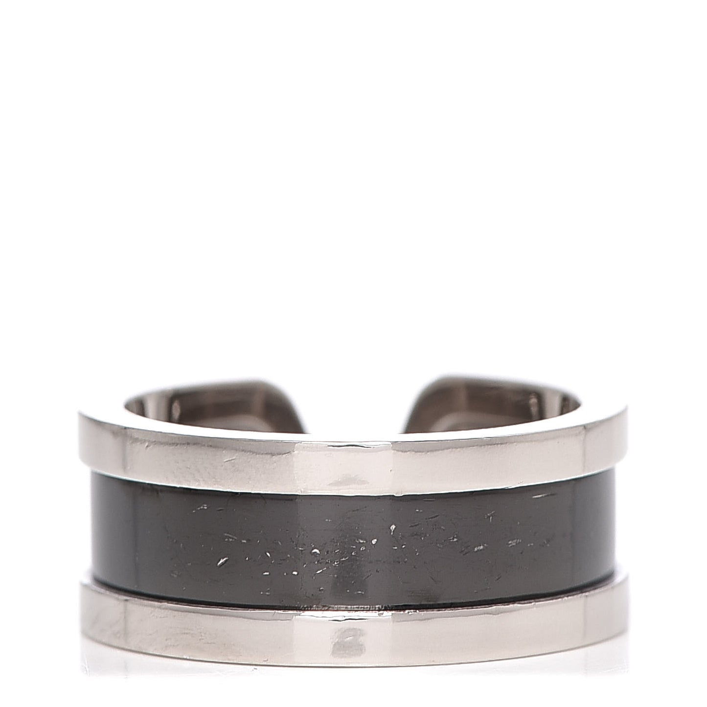 18K White Gold Enamel 8mm C De Ring 53 6.25 Black