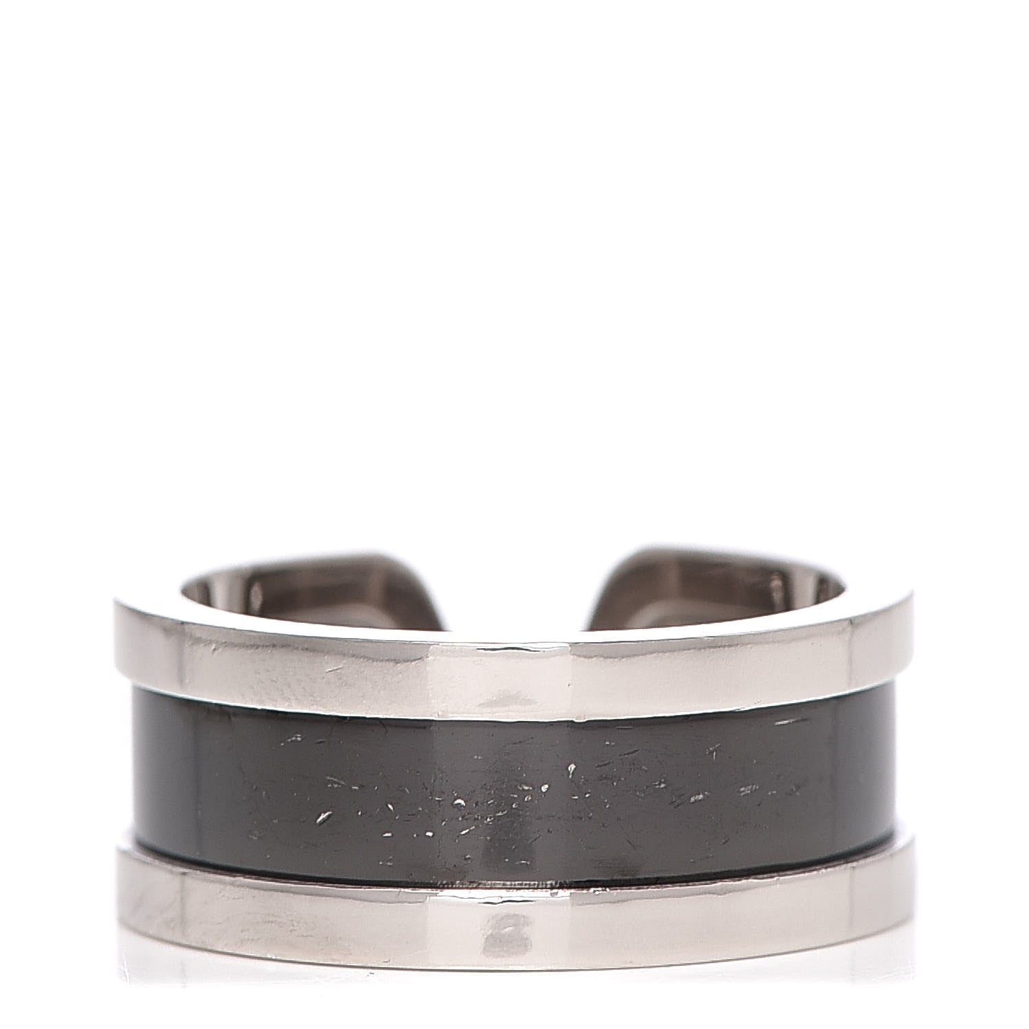 Cartier 18K White Gold Enamel 8mm C De Ring 53 6.25 Black 3 of 5