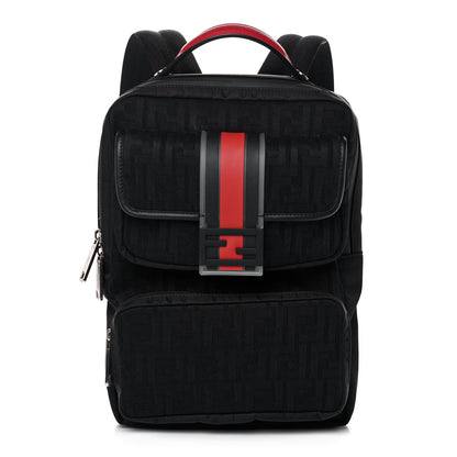 Fendi Neoprene Mesh Vitello Grace FF Panelled Backpack Black Red 1 of 9