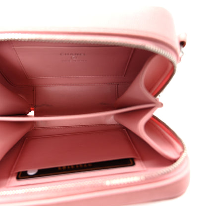 Chanel Caviar Quilted Striped CC Filigree Clutch With Chain Pink White 5 of 10