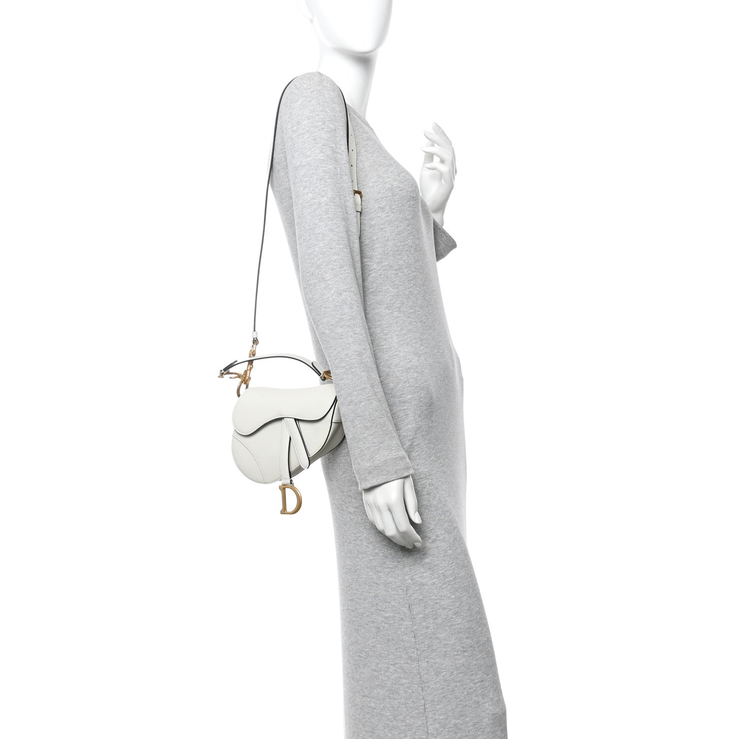 Christian Dior Grained Calfskin Mini Saddle Bag With Strap White 2 of 12