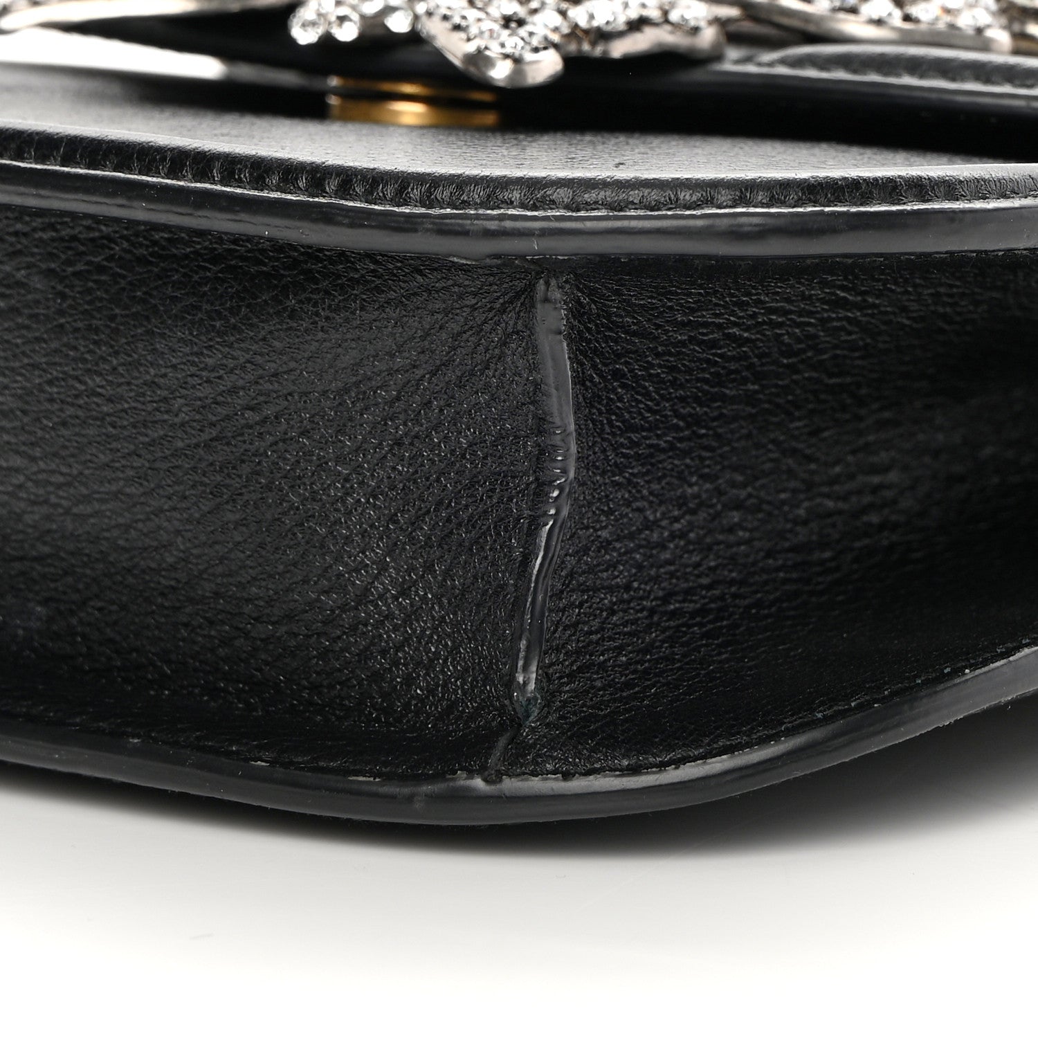 Gucci Calfskin Web Crystal Butterfly Stripe Small Totem Shoulder Bag Black 10 of 16