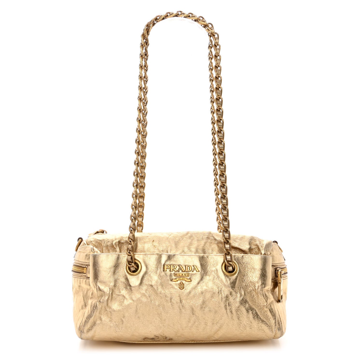 Prada Metallic Nappa Shoulder Bag Platino 1 of 19