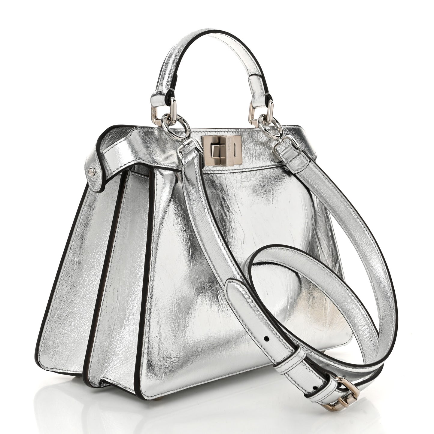 Rock Millenium Laminata Small Peekaboo I SEE U Satchel Argento