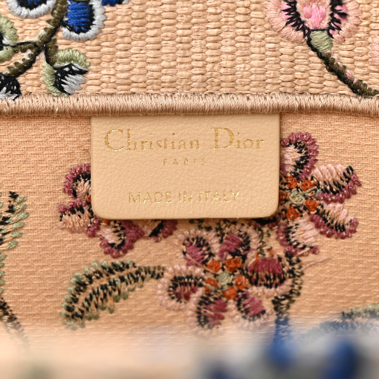 Christian Dior Raffia Embroidered Petites Fleurs Medium Book Tote Natural 6 of 11
