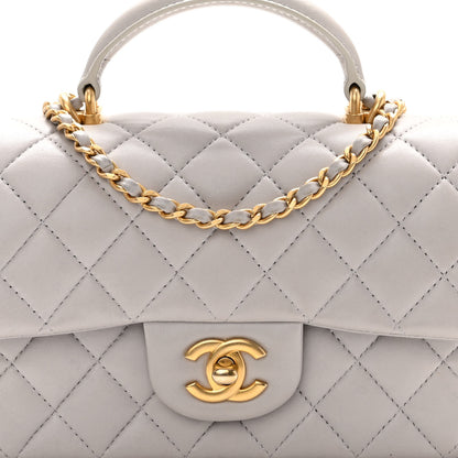 Chanel Lambskin Quilted Mini Top Handle Rectangular Flap Grey 8 of 10